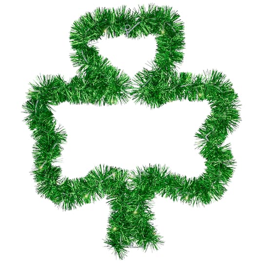 25" Green LED Lighted Tinsel Shamrock St. Patrick's Day Window Silhouette
